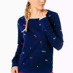 Lilly Pulitzer Rami Low Tide Navy Good Vibes Sweatshirt Blue Size XXL Photo 0
