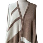 Brochu Walker City Alpaca Wool Brown Cream Striped Sweater Poncho One Size Photo 3