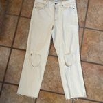 RSQ  High-waisted, distressed cream denim jeans with a relaxed fit size 31 Photo 0