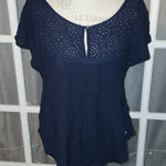 Hollister NWT Womens Navy Blue Babydoll Shirt Top Blouse Small New Photo 0