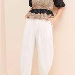 Anthropologie La Ven Smocked Bodice Blouse in Tan & Black Speckle Print - Size M Photo 2