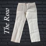 The Row  Womens Size L Pleated Front High‎ Rise Straight Leg Pant Ivory White Photo 1