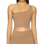 Nubyen Paris One Shoulder Longline Bra Top in Fawn Large New as Photo 0