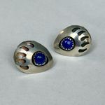 Sterling Silver Bear Paw Earrings with Lapis – 1/2” Studs Native American Style Photo 3