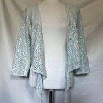 Denim & Co Diecut Shrug Womens Top Sz S Coquette Pastel Cottage Tie Ballet Boho Green Photo 3