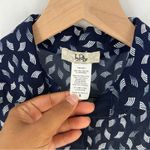 Ivy Ridge Navy Blue Patterned Mesh Neckline Stretch Jersey Knit Dolman Polo Top Photo 1