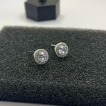 925 Silver Plated CZ Cubic Zirconia Stud Earrings for Men Women,Unisex Punk Hip Hop Earrings Photo 5