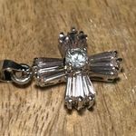 Small Light Pink CZ Cross Silver Pendant Photo 3