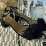 Aquazzura Black Fringe Wild Thing Block Heel Sandals Size 5.5 Photo 0