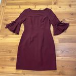 Jessica Howard Burgundy Wine Bell Sleeve Sheath Velvet Bow Mini Dress size 6P Photo 0