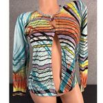 Alberto Makali Small Womens Cardigan Sweater Abstract Beaded Long Sleeve Y2K Photo 0