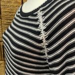 Loft -black & white striped sweater, balloon sleeves w/white knit accent size S Photo 2
