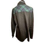 LL Bean Womens Black Mock Neck Long Sleeve 1/4 Button Pullover Plaid SZ L Preppy Size L Photo 2