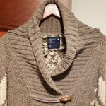 American Eagle  Outfitters Brown Cream Snowflake Cable-Knit Cardigan Size Medium Photo 3