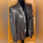 ZARA  Open Front Gold Sequin‎ Black Lining Tuxedo Blazer Jacket Size Small Photo 10