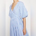 STAUD Jodie Midi Wrap Dress in Sea Stripe S Photo 5