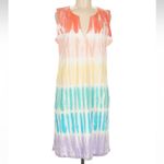 Lands' End Cotton Jersey Sleeveless Swim Cover-up Rainbow Tie-Dye Size Medium M Photo 1