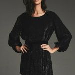 Retrofête Retrofete Grace Sequin Long Sleeve Dress Black Medium NO BELT embellished NEW Photo 6