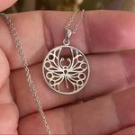 Butterly Rose Gold Sterling Silver Necklace Silver Photo 4