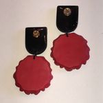 Red and Yellow Floral Retro Boho Earrings Photo 3