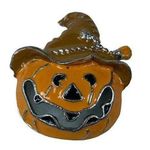Halloween Orange Pumpkin Scarecrow Hat Jacko lantern Pin Brooch Jewelry Photo 0