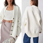 Free People Chamomile Cardi Ivory Sz S Button Front Oversized Relaxed Fit Chunky Photo 4