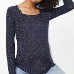 Mamalicious Maternity Scoop Neck Top Black Ditsy Floral Print Long Sleeve Size S Photo 0