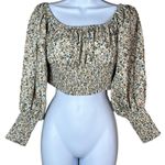 Boohoo Floral Print Long Sleeve Crop Top Size 4 Photo 0