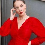 ZARA Red Mini Dress with Draped Ruched Detail Photo 1