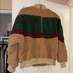 J.O.A. Tan and Green Teddy Jacket with Chevron Design Photo 3