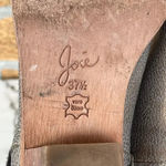 Joie  Leather Metallic Gold Wood Stacked Block Heel Point Toe Ankle Boots Sz 37.5 Photo 7