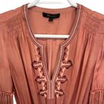 Frye Odetta Mini Dress Size S Long Sleeve Embroidered Drop Waist V-Neck Smocking Photo 3