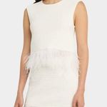 Frame NWT  White Crochet Feather-Trim Mini Skirt. Size Medium Photo 1