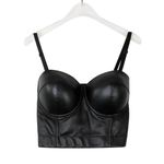 Charmian Black Leather Bustier Top Camisole Size Large Photo 1