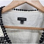 Talbots  Open Knit Crochet‎ Top Womens Large Black Ivory Stripe Lined Bodice Photo 1