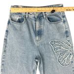 PacSun 90s Butterfly Patch Light Wash Blue High Rise Straight Leg Jeans size 27 Photo 7
