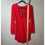 Pretty Little Thing Dress Womens 4 Red Slinky Plunge Split Shift Stretch NEW Photo 5