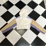 Forever 21 NWT  Color Block Cropped Hoodie Sweatshirt Cream Tan Lavender Neutrals Photo 6