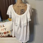 Terra & Sky White  embroidered lace off the shoulder top. EUC. Photo 3