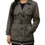 Tommy Hilfiger Plus Size Jacket Water Resistant Buttoned Belt Gray Trench 1X Photo 0