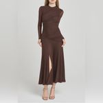 WAYF Selene Ruched Long Sleeve Dress, Chocolate, Size Small, $89 Photo 2