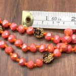 Coral Beaded Necklace Long Statement Boho Faceted Crystal Bling Glam Sparkle Pink Photo 2