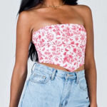 Princess Polly  Juliette Bustier Womens White‎ Pink Floral Cropped Bustier Size 4 Photo 0