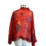 Chico's Chico’s 100% Silk Front Tie Kimono Jacket Size 2 L/12 NWT Boho Art Print Photo 2