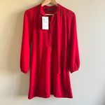 ZARA  Red Long Sleeve‎ Shift Dress With Button And Tie Detail Womens Size XS Photo 2