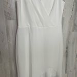 Betsey Johnson Scuba Crepe Faux Wrap Dress White size 10 Ruffle Bridal Summer Photo 4