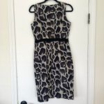 PAULE KA 38 (US 6) Animal Print Belted Lined Dress Designer Leopard Grosgrain Brown Photo 6