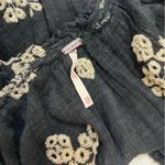 Free People  Love Somebody Black & Tan Embroidered Top w/Lace Trim  (XS) Photo 4