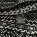 Eddie Bauer  Size XL Wool Cotton Blend Cardigan Fair Isle Stripe Scandi Black Photo 4