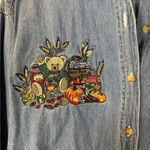 Quizz Vintage Fall Pumpkin Bear Autumn Denim Long Sleeve Shirt Women's Size 18 Blue Photo 5